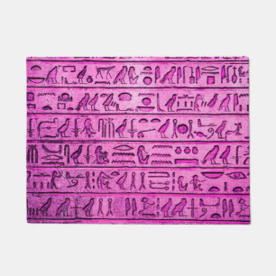 Ancient Egyptian Hieroglyphs Purple Doormat