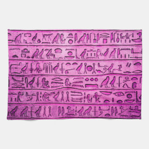 Ancient Egyptian Hieroglyphs Purple Kitchen Towel