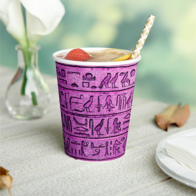Ancient Egyptian Hieroglyphs Purple Paper Cup (Insitu)