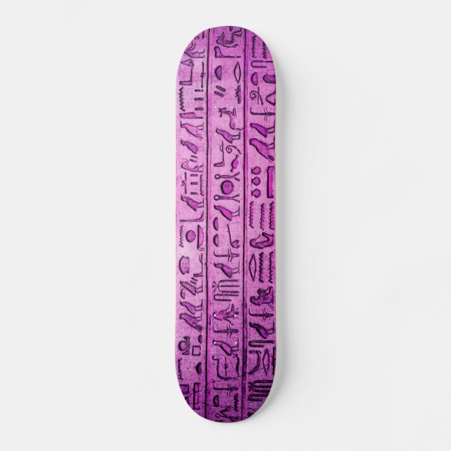 Ancient Egyptian Hieroglyphs Purple Skateboard (Front)