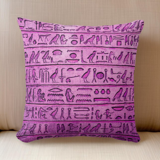 Ancient Egyptian Hieroglyphs Purple Square Pillow (Purple pillow fit for a pharaoh! 💜🔹 #EgyptianStyle #RelaxLikeRoyalty)