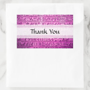 Ancient Egyptian Hieroglyphs Purple Thank You Sticker