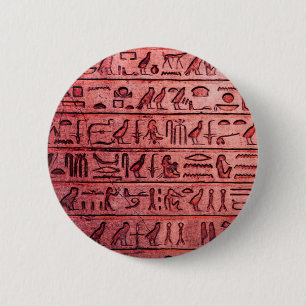 Ancient Egyptian Hieroglyphs Red 2 Inch Round Button