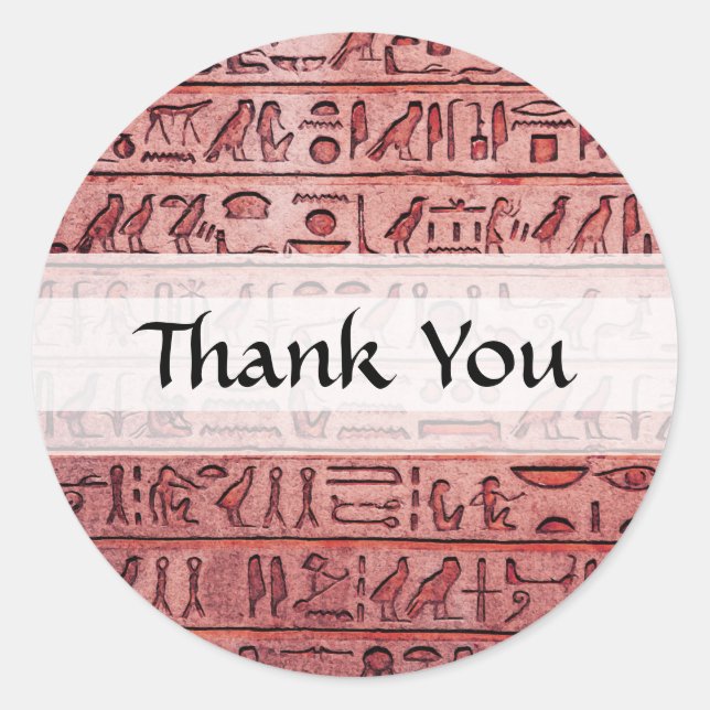 Ancient Egyptian Hieroglyphs Red Classic Round Sticker (Front)
