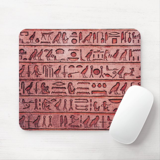Ancient Egyptian Hieroglyphs Red Mouse Pad (With Mouse)