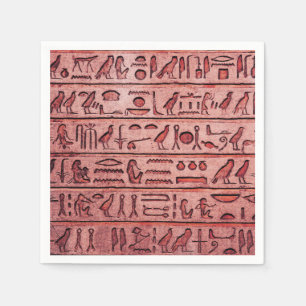 Ancient Egyptian Hieroglyphs Red Napkins