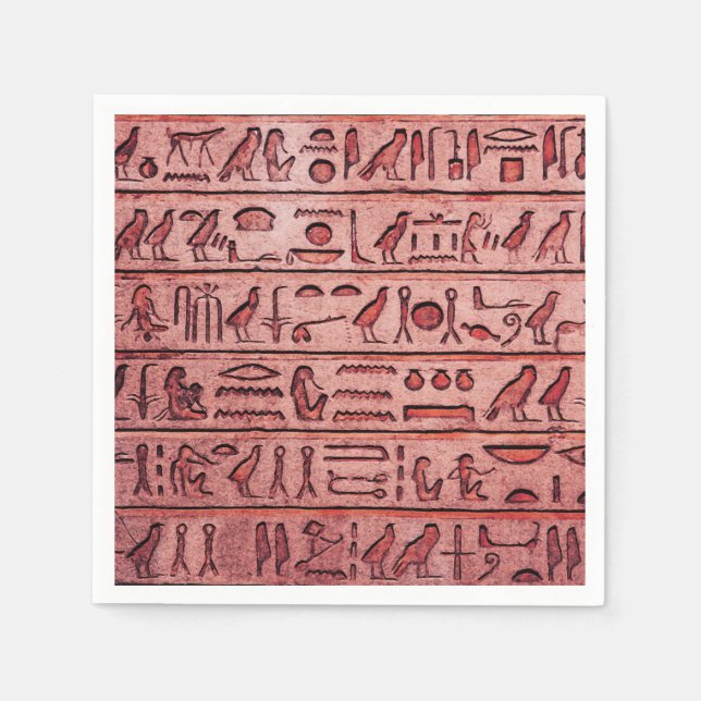 Ancient Egyptian Hieroglyphs Red Napkins (Front)