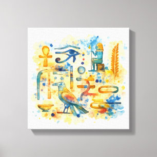 Ancient Egyptian Hieroglyphs Sacred Symbols Canvas Print