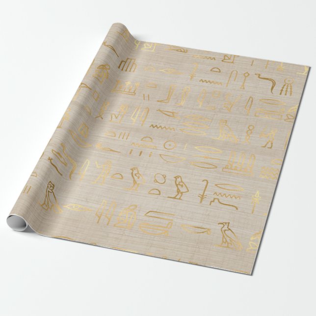 Ancient Egyptian Hieroglyphs Wrapping Paper (Unrolled)