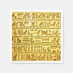 Ancient Egyptian Hieroglyphs Yellow Napkin