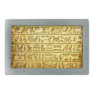 Ancient Egyptian Hieroglyphs Yellow Rectangular Be Belt Buckle