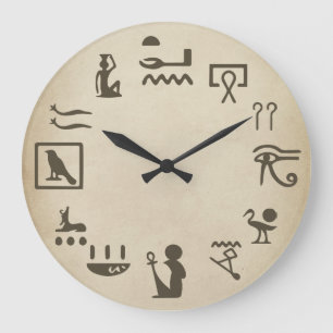 Ancient Egyptian Hierogylphics Art Large Clock