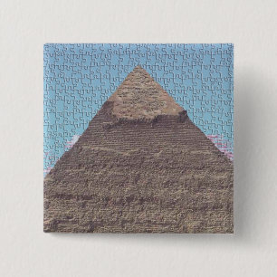 ANCIENT EGYPTIAN KHUFU PYRAMID PUZZLE BADGE. 2 INCH SQUARE BUTTON