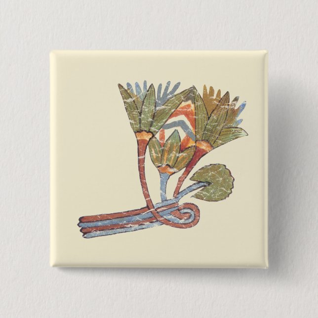 Ancient Egyptian Lotus Flower 2 Inch Square Button (Front)