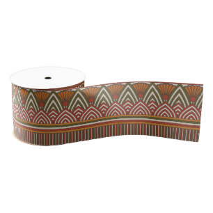 Ancient Egyptian Lotus Pattern Ribbon Grosgrain Ribbon