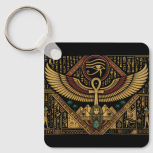 Ancient Egyptian Motifs Ankh Symbol & Eye of Horus Keychain