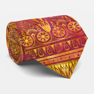 Ancient Egyptian Pattern In Orange & Yellow Gold Tie