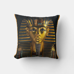 Ancient Egyptian pharaoh mask, King Tut golden art Throw Pillow