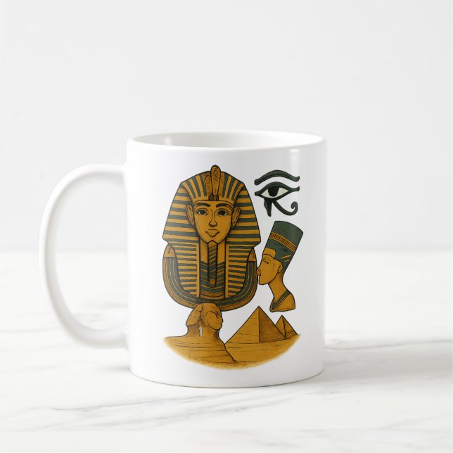 Ancient Egyptian Pharaoh Symbols Art Tee Design Coffee Mug (Left)