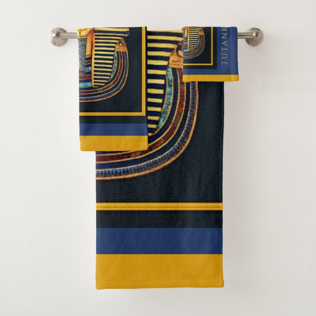 Ancient Egyptian Pharaoh Tutankhamun Bath Towel Set (Insitu)