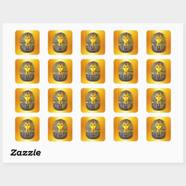 Ancient Egyptian Pharaoh Tutankhamun Gold Mask Square Sticker (Sheet)