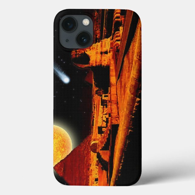 Ancient Egyptian Pyramid, Sun, Sphinx & Comet Art Case-Mate iPhone Case (Back)