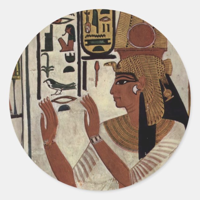 Ancient Egyptian Queen [Nefertari] Classic Round Sticker (Front)
