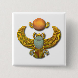 Ancient Egyptian Sacred Scarab - Gold 2 Inch Square Button