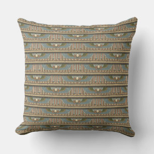 Ancient Egyptian Scarab and Hieroglyph Pattern Throw Pillow