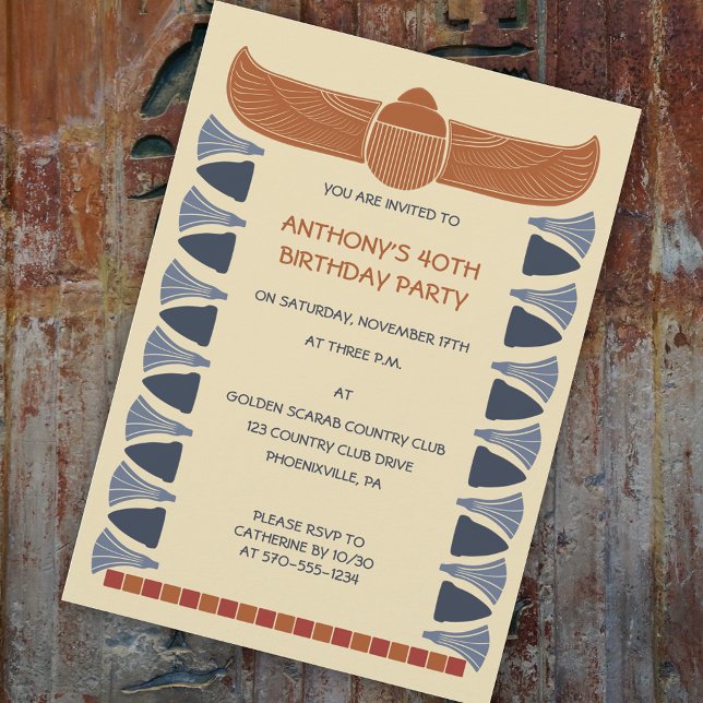 Ancient Egyptian Scarab Beetle Custom Invitation (Creator Uploaded)