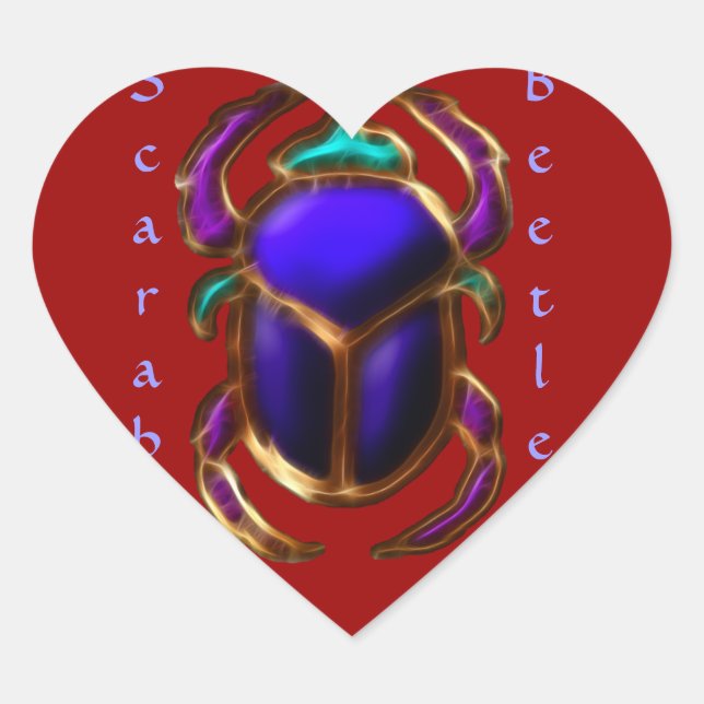 Ancient Egyptian Scarab Beetle Design Heart Sticker (Front)