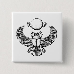 Ancient Egyptian Scarab Black and White 2 Inch Square Button