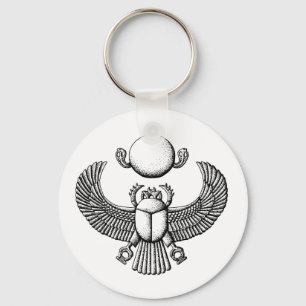 Ancient Egyptian Scarab Black and White Keychain