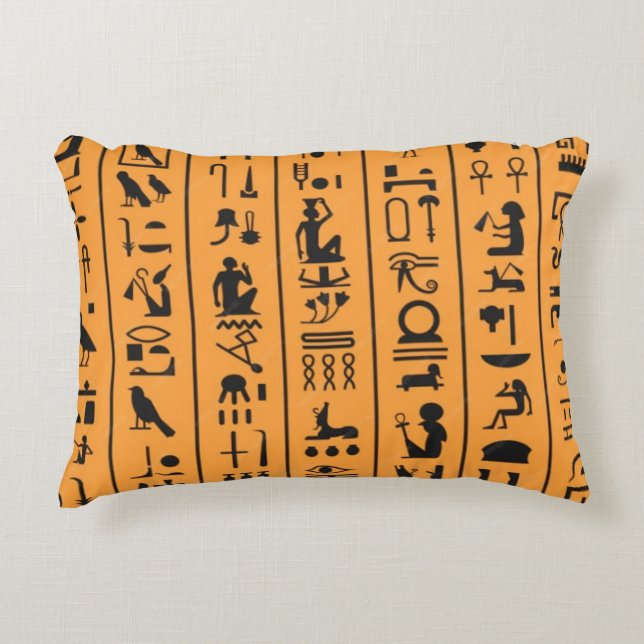 Ancient Egyptian Scribe Script Ochre Desert  Accent Pillow (Front)