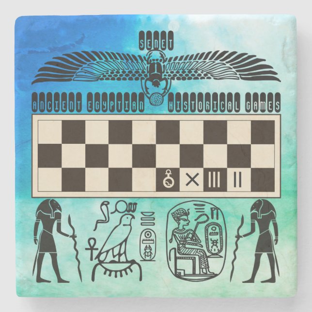 Ancient Egyptian Senet Board Stone Coaster (Front)