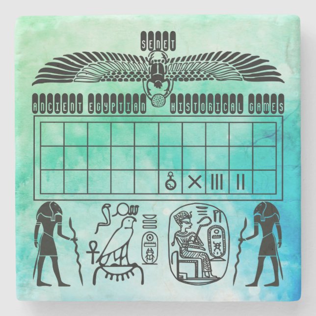 Ancient Egyptian Senet Board Stone Coaster (Front)