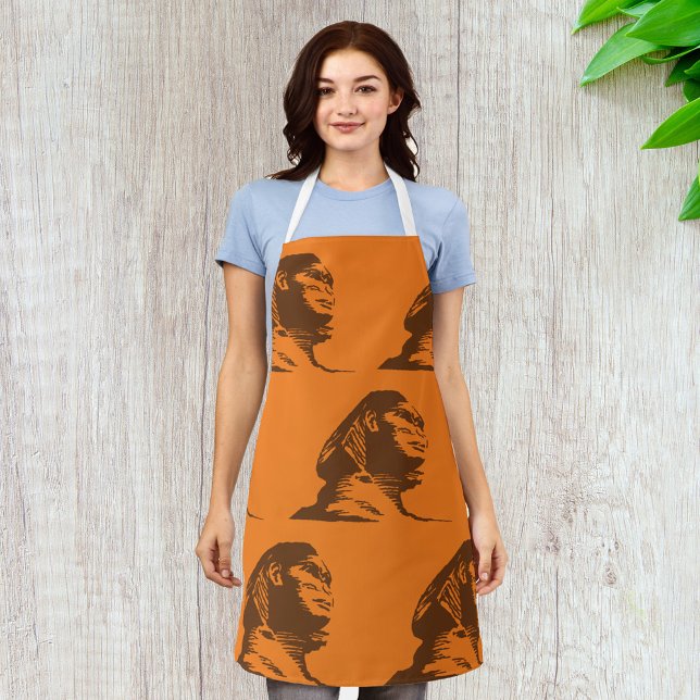 Ancient Egyptian Sphinx Bold Orange And Brown  Apron (Creator Uploaded)
