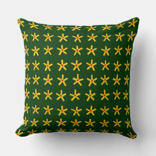 Ancient Egyptian Style Star Pattern - Dark Green Throw Pillow