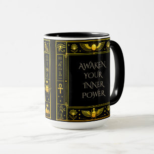 Ancient Egyptian Symbols Black Gold Pattern Luxury Mug
