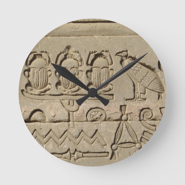 Ancient Egyptian Symbols Round Clock (Front)