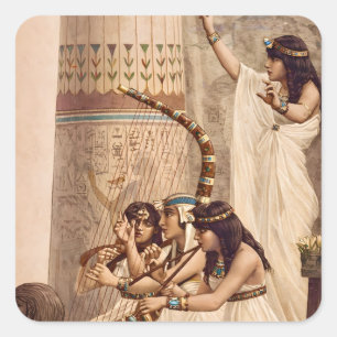 Ancient Egyptian Temple Musicians Square Sticker