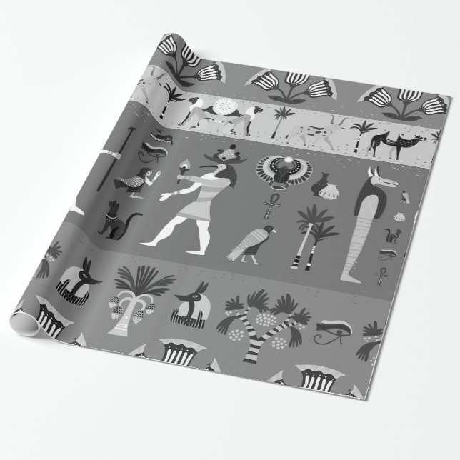 ancient egyptian tomb art mummy wrapping paper (Unrolled)