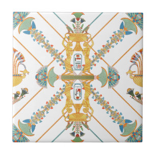 Ancient Egyptian Vintage Art Gold Green Tile