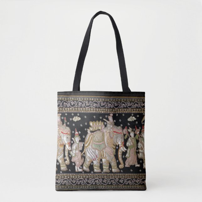 Ancient Elephant Tapestry Tote Bag (Front)