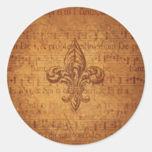 Ancient Fleur De Lis Classic Round Sticker