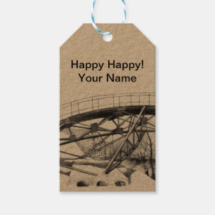 Ancient footbridge pencilart Monochrome Gift Tags