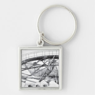 Ancient footbridge pencilart Monochrome Keychain