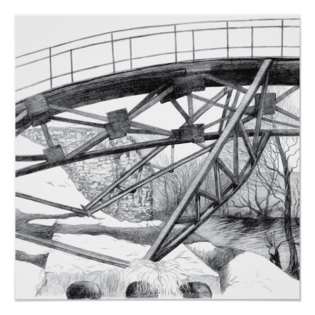 Ancient footbridge pencilart poster (Front)