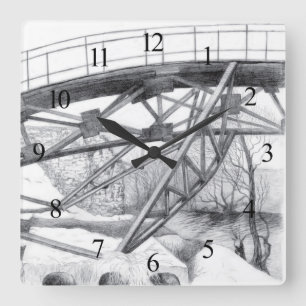 Ancient footbridge square wall clock