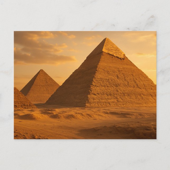 Ancient Giza Pyramids Golden Egyptian Postcard (Front)
